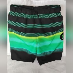 Hurley Black with Green and Neon Yellow Gradient Swim Shorts